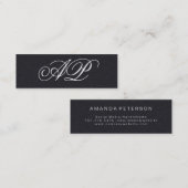 Elegantes schwarzes Leder mit Luxe Monogram Mini Visitenkarte (Vorne/Hinten)