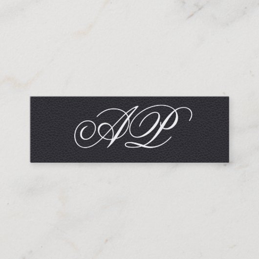 Elegantes schwarzes Leder mit Luxe Monogram Mini Visitenkarte (Vorderseite)