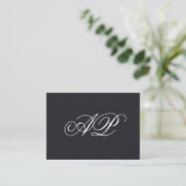Elegantes schwarzes Leder mit Luxe Monogram Visitenkarte (Stehend Vorderseite)