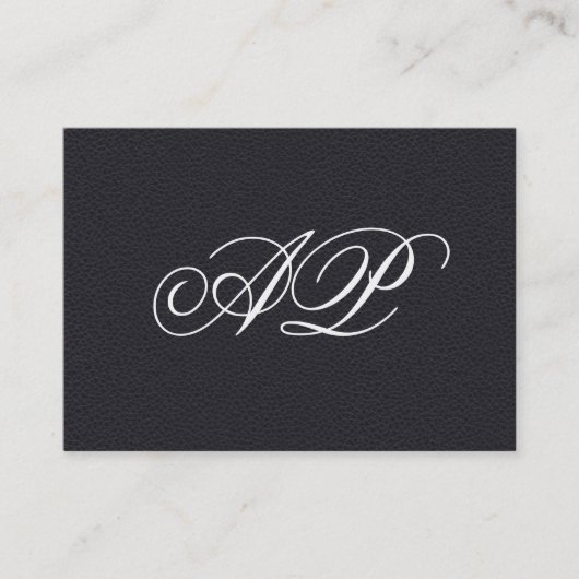 Elegantes schwarzes Leder mit Luxe Monogram Visitenkarte (Vorderseite)