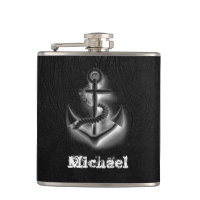 Elegantes, schwarzes Leder sieht klassischen Anker