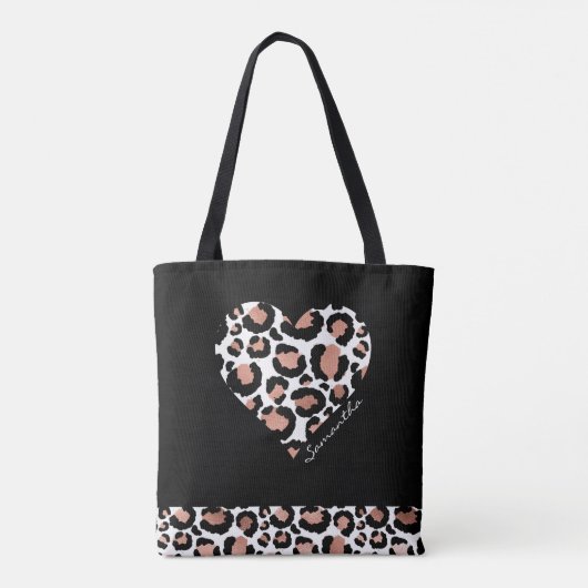 Elegantes Schwarzes Leopard Herz Tasche (Rückseite)