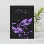 Elegantes Schwarzes Lila Glas Einladung (Stehend Vorderseite)