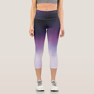 Elegantes Schwarzes Lila & Weiß Girly Capri Leggings