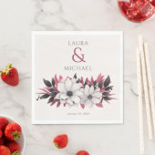 Elegantes Schwarzes Magenta Wedding Paper Serviette (Beispiel)