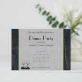 Elegantes Schwarzes Marmor Abendessen Party Einladung (Stehend Vorderseite)