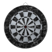 Elegantes Schwarzes Marmor Imitat Silver Metallic  Dartscheibe (vorne)