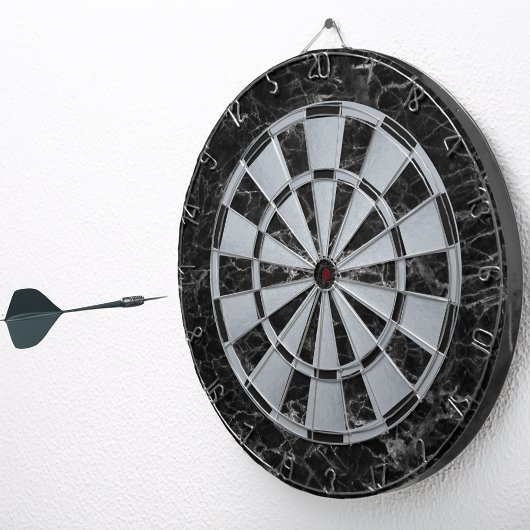 Elegantes Schwarzes Marmor Imitat Silver Metallic  Dartscheibe