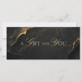 Elegantes schwarzes Marmor-QR-Code-Geschenkgutsche (Vorderseite)