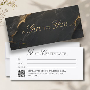 Elegantes schwarzes Marmor-QR-Code-Geschenkgutsche