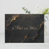 Elegantes schwarzes Marmor-QR-Code-Geschenkzertifi (Stehend Vorderseite)