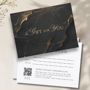 Elegantes schwarzes Marmor-QR-Code-Geschenkzertifi