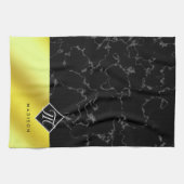 Elegantes Schwarzes Marmor und Gold / Messingfolie Geschirrtuch (Horizontal)