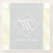 Elegantes Schwarzes Marmor und Gold / Messingfolie Glasuntersetzer (Rückseite)