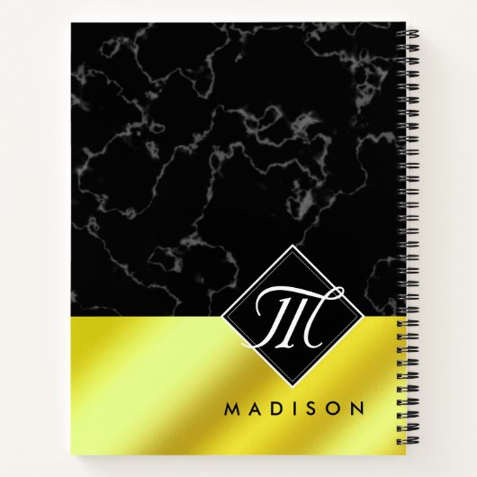 Elegantes Schwarzes Marmor und Gold / Messingfolie Notizblock (Rückseite)