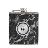 Elegantes schwarzes Marmormuster mit benutzerdefin Flachmann (Vorderseite)