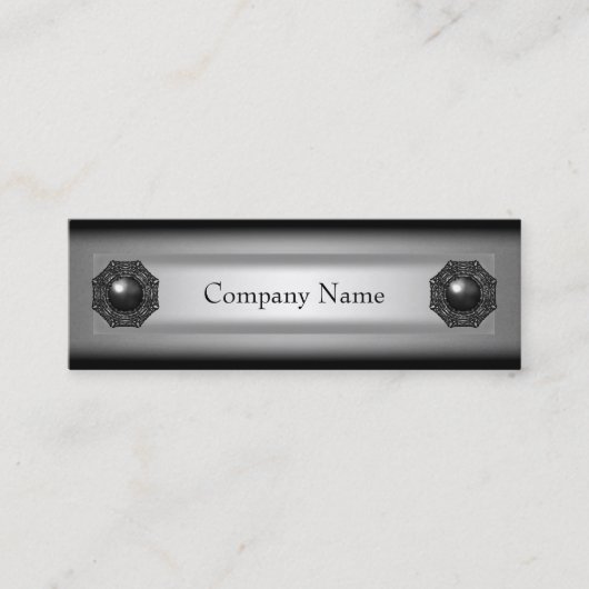 Elegantes Schwarzes Metall Silver Skinny 2 Mini Visitenkarte (Vorderseite)