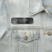 Elegantes Schwarzes Metallisches Berufliches Gesch Namensschild (Beispiel)