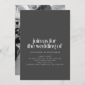 Elegantes Schwarzes Minimalistisch Modernes Foto H Einladung (Vorne/Hinten)