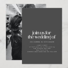 Elegantes Schwarzes Minimalistisch Modernes Foto H Einladung