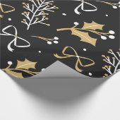 Elegantes Schwarzes Mistletoe & Ribbon Weihnachtsm Geschenkpapier (Ecke)