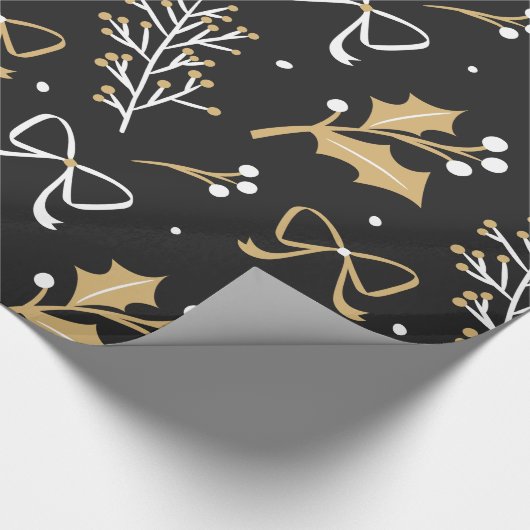 Elegantes Schwarzes Mistletoe & Ribbon Weihnachtsm Geschenkpapier (Ecke)