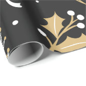 Elegantes Schwarzes Mistletoe & Ribbon Weihnachtsm Geschenkpapier (Rolleneckpunkt)