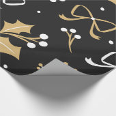 Elegantes Schwarzes Mistletoe & Ribbon Weihnachtsm Geschenkpapier (Ecke)