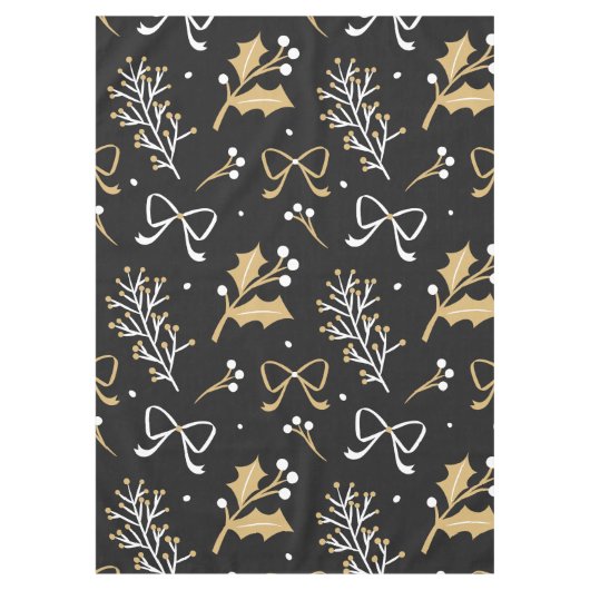 Elegantes Schwarzes Mistletoe & Ribbon Weihnachtsm Tischdecke (Vorderseite)