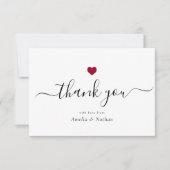 Elegantes Schwarzes Modern Script Burgundy Rotes H Dankeskarte (Vorderseite)