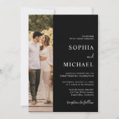 Elegantes Schwarzes Modernes Minimales Foto QR Cod Einladung (Vorderseite)