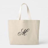 Elegantes schwarzes Monogramm Anfangsbuchstabe  Jumbo Stoffbeutel (Rückseite)