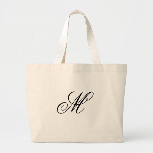 Elegantes schwarzes Monogramm Anfangsbuchstabe  Jumbo Stoffbeutel (Vorne)