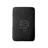 Elegantes Schwarzes Monogramm-Design Badematte (Vorderseite Vertikal)