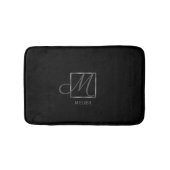 Elegantes Schwarzes Monogramm-Design Badematte (Vorderseite)