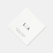 Elegantes Schwarzes Monogramm Einfache Minimalisti Serviette (Ecke)