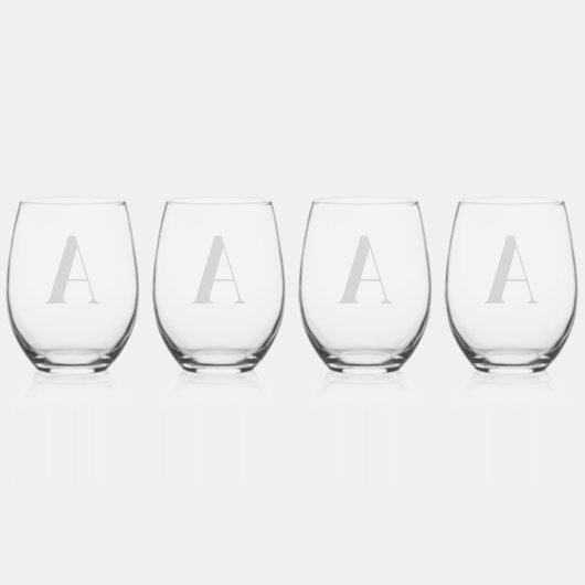 Elegantes Schwarzes Monogramm erstes Set aus Weing Weinglas Ohne Stiel (Hinten)