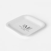 Elegantes schwarzes Monogramm, frisch verheiratet Pappteller (Gewinkelt)