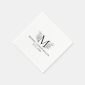 Elegantes schwarzes Monogramm, frisch verheiratet Serviette (Ecke)
