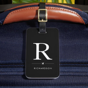 Elegantes schwarzes Monogramm-Gepäckanhänger Gepäckanhänger
