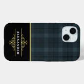 Elegantes Schwarzes Monogramm Grau Kariert Case-Mate iPhone Hülle (Rückseite (Horizontal))