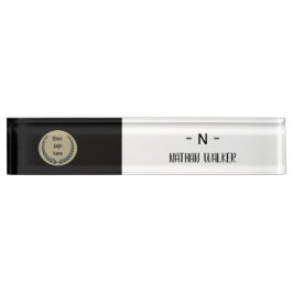 Elegantes schwarzes Monogramm I Minimalistisch Ele Namensplakette