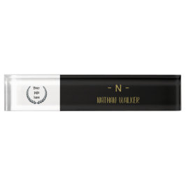 Elegantes schwarzes Monogramm I Minimalistisch Ele Namensplakette
