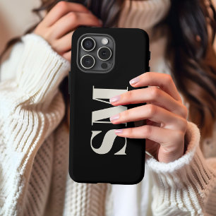 Elegantes schwarzes Monogramm Initial  Case-Mate iPhone Hülle