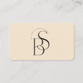 Elegantes schwarzes Monogramm Initial-Skript Champ Visitenkarte (Vorderseite)