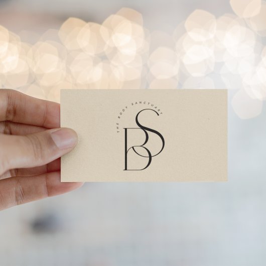 Elegantes schwarzes Monogramm Initial-Skript Champ Visitenkarte