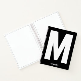 Elegantes schwarzes Monogramm Name Minimalistische Notizblock