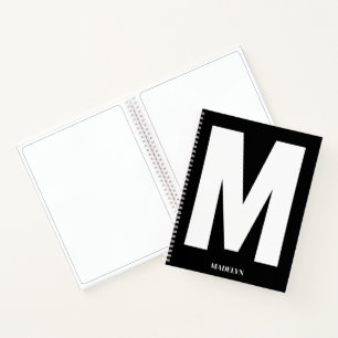 Elegantes schwarzes Monogramm Name Minimalistische Notizblock