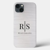 Elegantes Schwarzes Monogramm und Name, gebürstete Case-Mate iPhone Hülle (Rückseite)