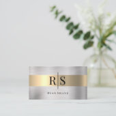 Elegantes Schwarzes Monogramm und Name, gebürstete Visitenkarte (Stehend Vorderseite)